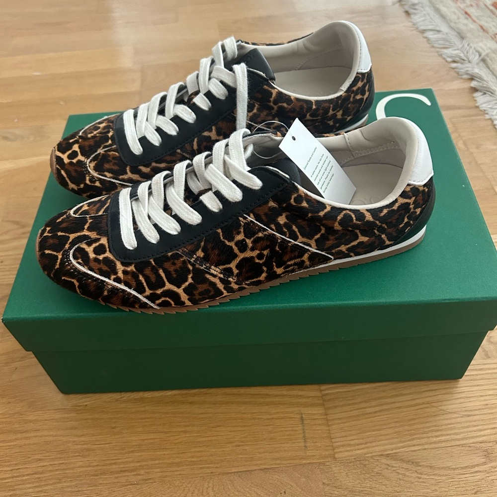 J. Crew Leopard Print Sneakers with Black and White Accents